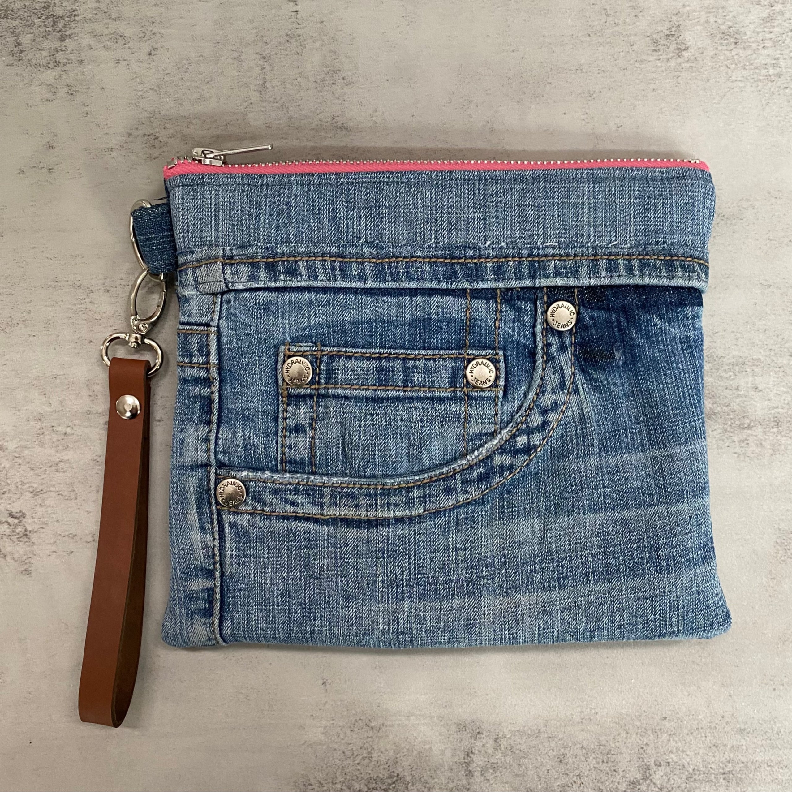 Denim Wristlet Zipper Purse CLUTCH CABOODLE